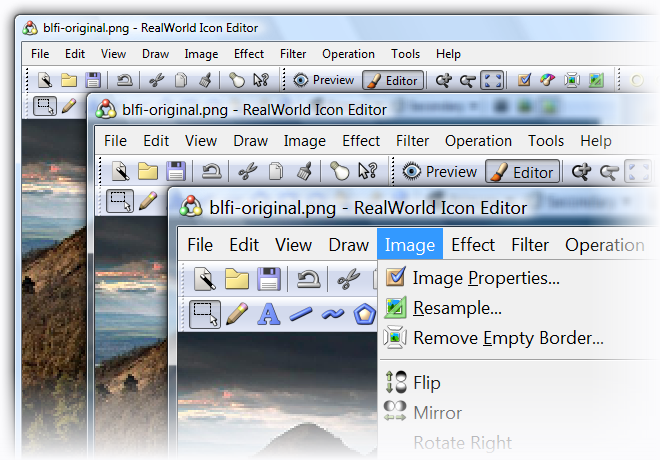 RealWorld Icon Editor in 96, 120, and 144 DPI running on Windows Vista. RealWorld Icon Editor in 96, 120, and 144 DPI running on Windows Vista.