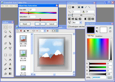 Using hue shift filter in Greenfish Icon Editor Pro Using hue shift filter in Greenfish Icon Editor Pro